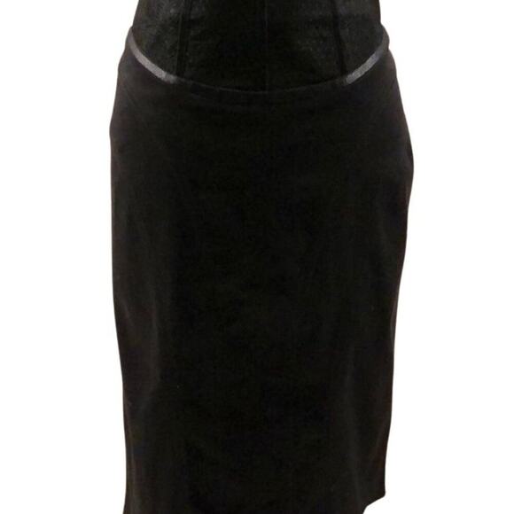 Cache Black Lace Bustier Pencil Skirt New 9" Back Split Satin Trim New $118 NWT - Picture 4 of 8
